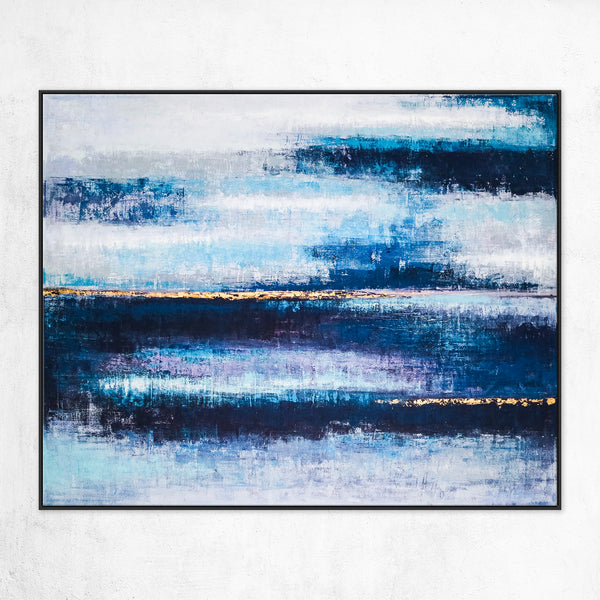 Midnight Tranquility in Acrylic Abstract Original Painting, Large Modern Blue Canvas Wall Art | Mystic Blue