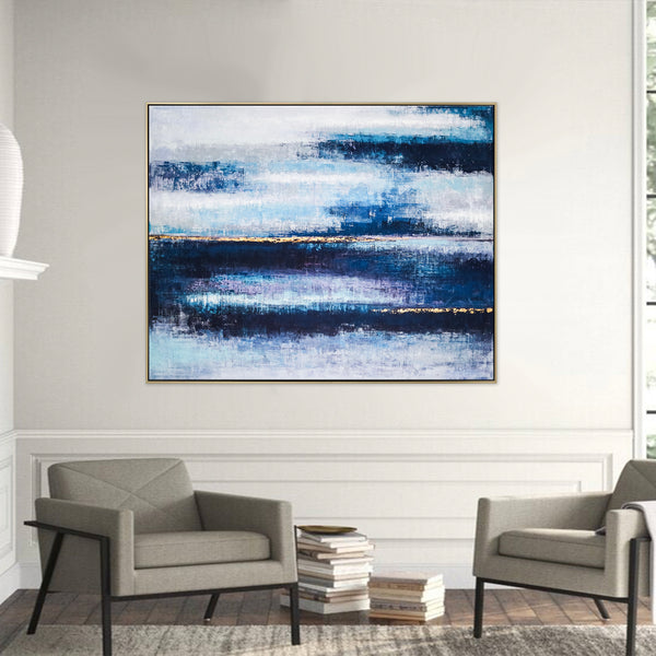 Midnight Tranquility in Acrylic Abstract Original Painting, Large Modern Blue Canvas Wall Art | Mystic Blue