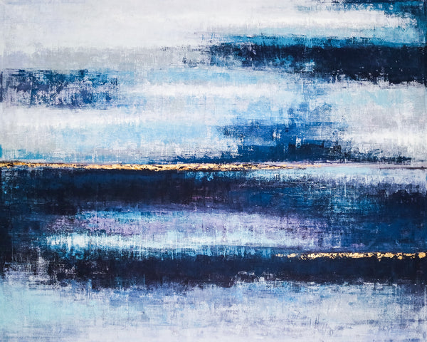 Midnight Tranquility in Acrylic Abstract Original Painting, Large Modern Blue Canvas Wall Art | Mystic Blue