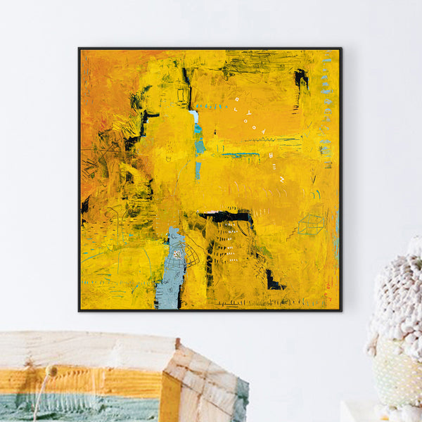 Expressionism in Yellow Abstract Modern Painting, Original Abstract Canvas Wall Art | Nabi II (36"x36")