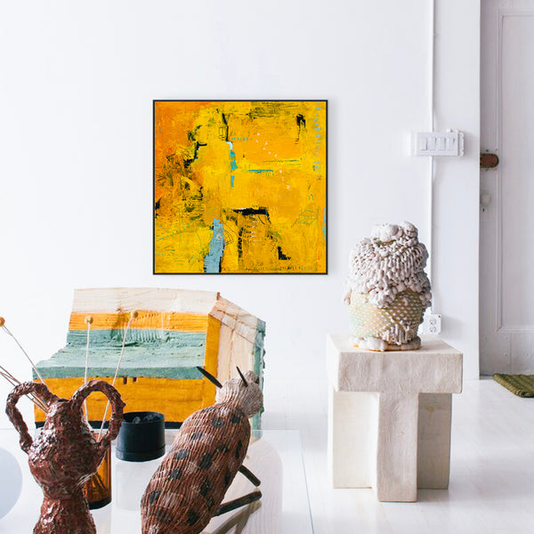 Expressionism in Yellow Abstract Modern Painting, Original Abstract Canvas Wall Art | Nabi II (36"x36")