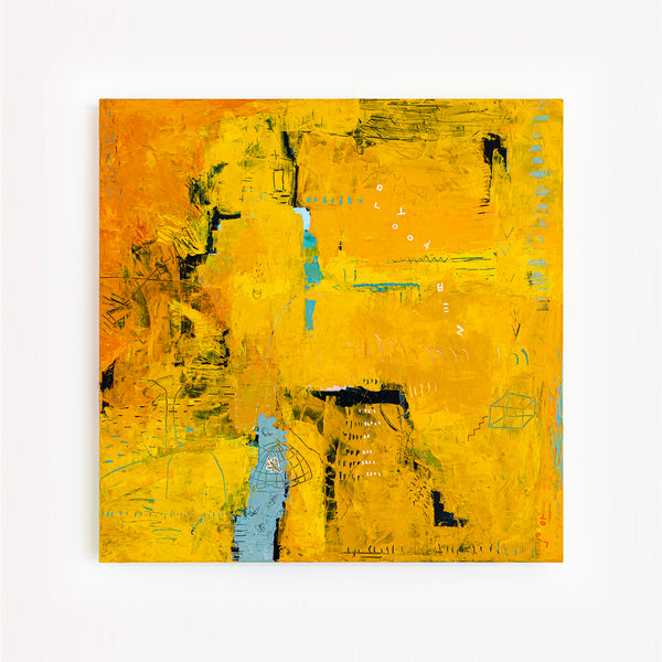 Expressionism in Yellow Abstract Modern Painting, Original Abstract Canvas Wall Art | Nabi II (36"x36")