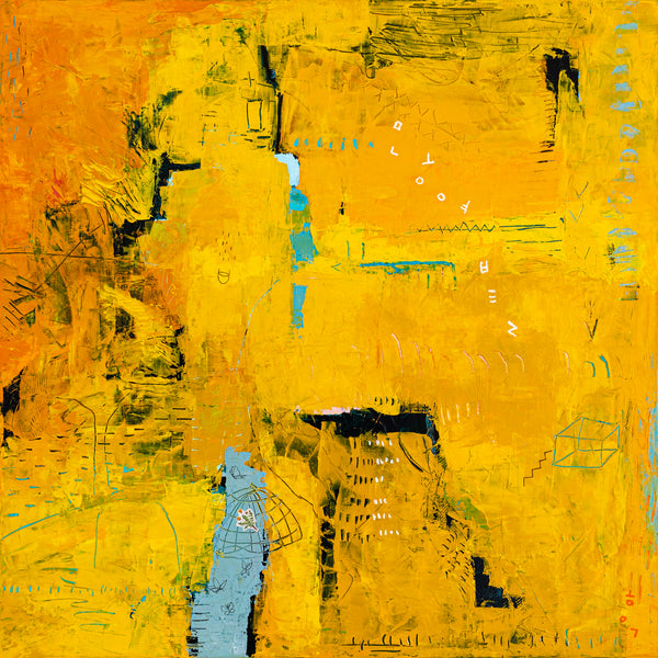 Expressionism in Yellow Abstract Modern Painting, Original Abstract Canvas Wall Art | Nabi II (36"x36")