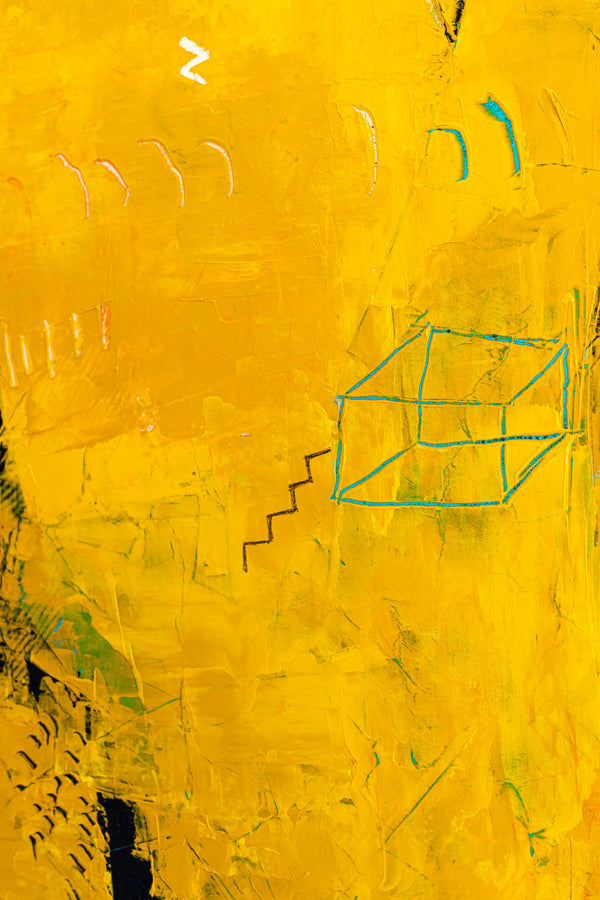 Expressionism in Yellow Abstract Modern Painting, Original Abstract Canvas Wall Art | Nabi II (36"x36")