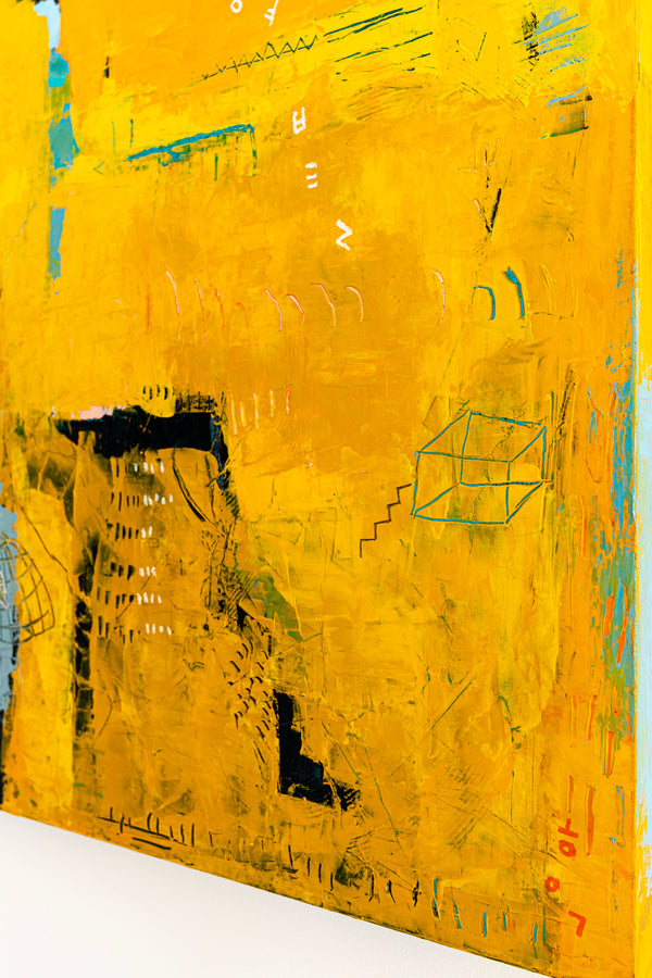 Expressionism in Yellow Abstract Modern Painting, Original Abstract Canvas Wall Art | Nabi II (36"x36")