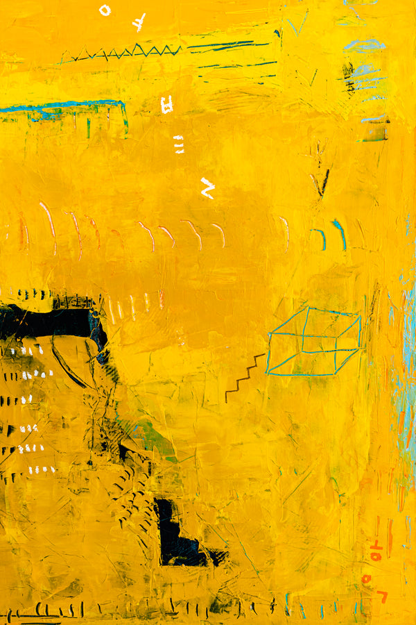 Expressionism in Yellow Abstract Modern Painting, Original Abstract Canvas Wall Art | Nabi II (36"x36")