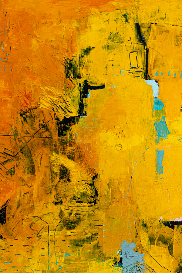 Expressionism in Yellow Abstract Modern Painting, Original Abstract Canvas Wall Art | Nabi II (36"x36")
