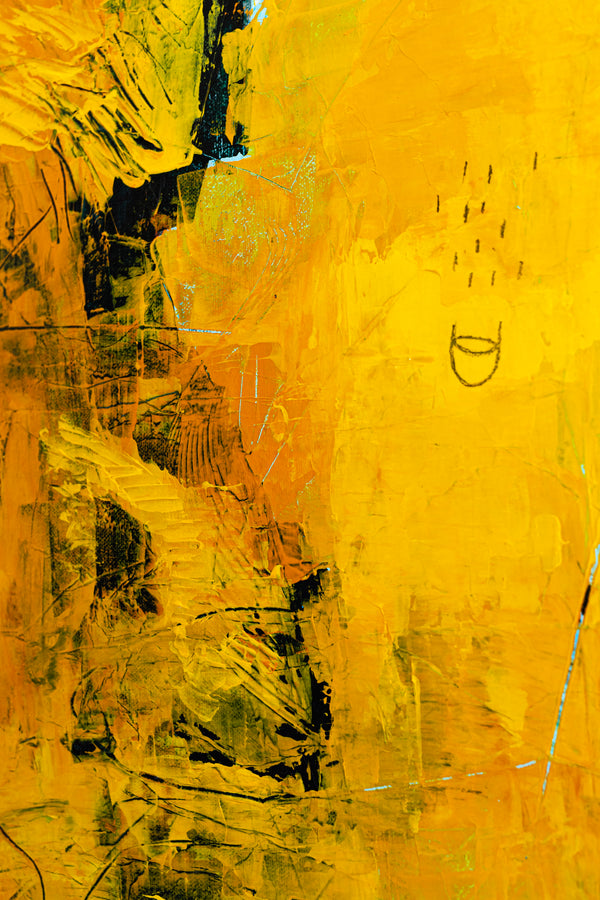 Expressionism in Yellow Abstract Modern Painting, Original Abstract Canvas Wall Art | Nabi II (36"x36")