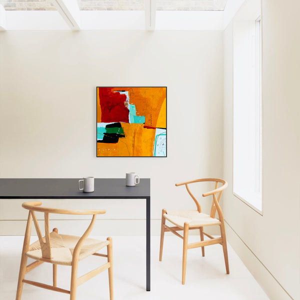 Modern Abstract Expressionist Original Painting, Contemporary Canvas Wall Art in Orange Color | Nabi (36"x36")