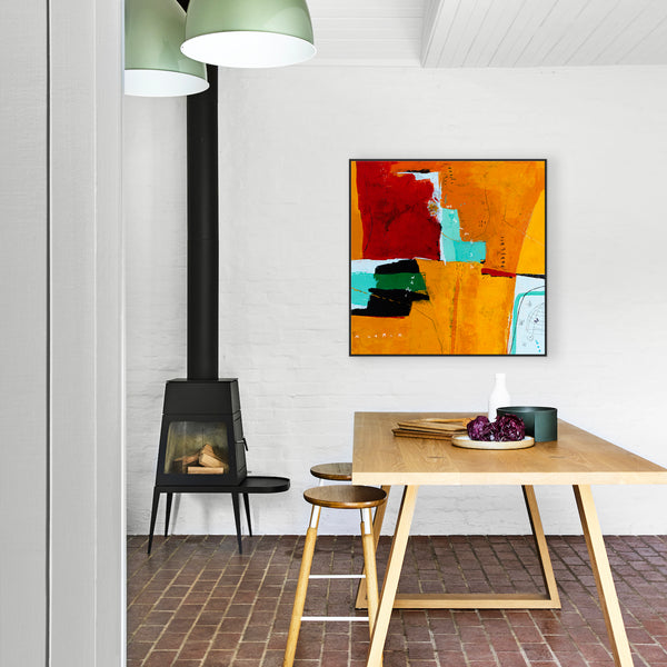Modern Abstract Expressionist Original Painting, Contemporary Canvas Wall Art in Orange Color | Nabi (36"x36")