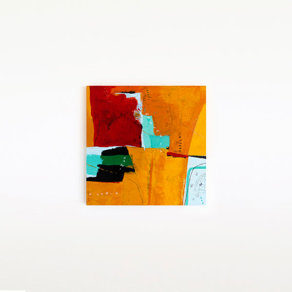 Modern Abstract Expressionist Original Painting, Contemporary Canvas Wall Art in Orange Color | Nabi (36"x36")