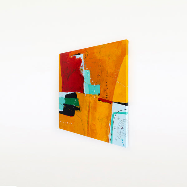 Modern Abstract Expressionist Original Painting, Contemporary Canvas Wall Art in Orange Color | Nabi (36"x36")