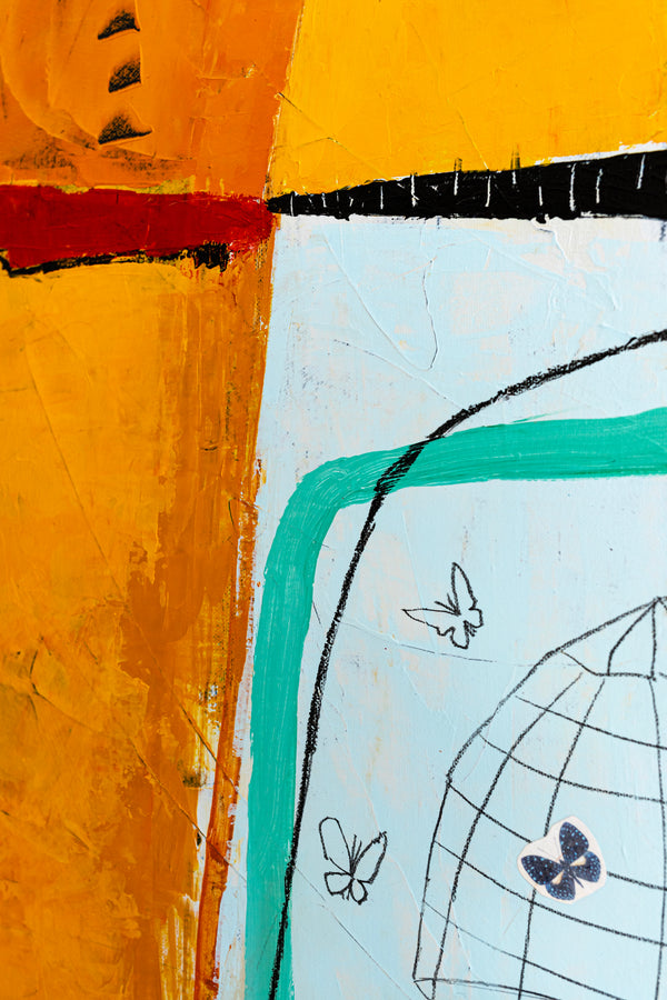 Modern Abstract Expressionist Original Painting, Contemporary Canvas Wall Art in Orange Color | Nabi (36"x36")
