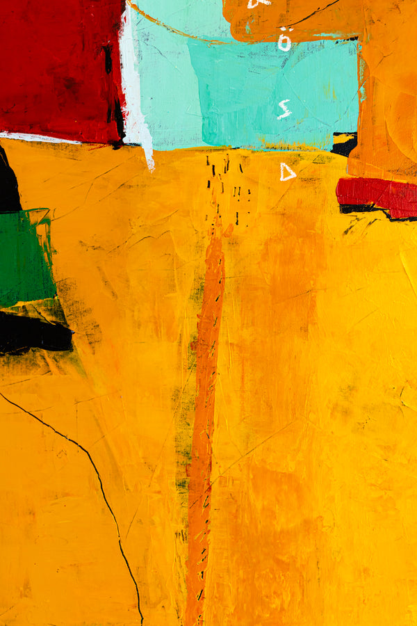 Modern Abstract Expressionist Original Painting, Contemporary Canvas Wall Art in Orange Color | Nabi (36"x36")