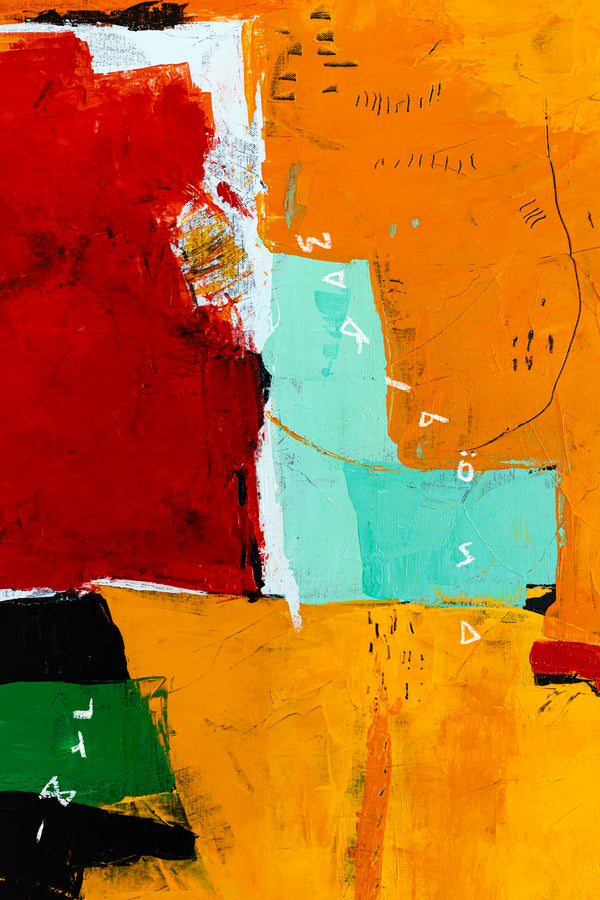 Modern Abstract Expressionist Original Painting, Contemporary Canvas Wall Art in Orange Color | Nabi (36"x36")