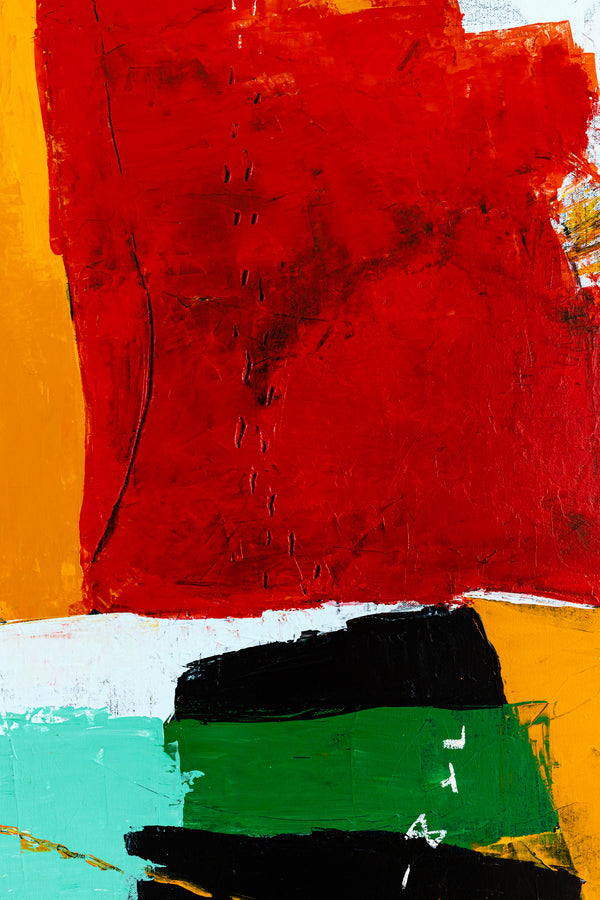 Modern Abstract Expressionist Original Painting, Contemporary Canvas Wall Art in Orange Color | Nabi (36"x36")