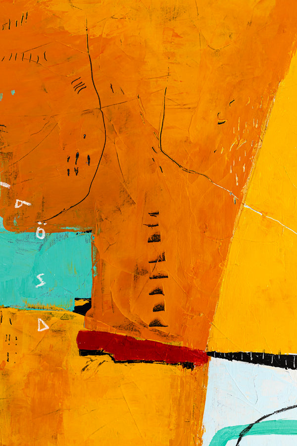 Modern Abstract Expressionist Original Painting, Contemporary Canvas Wall Art in Orange Color | Nabi (36"x36")