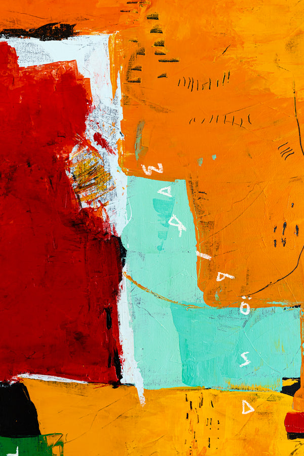 Modern Abstract Expressionist Original Painting, Contemporary Canvas Wall Art in Orange Color | Nabi (36"x36")