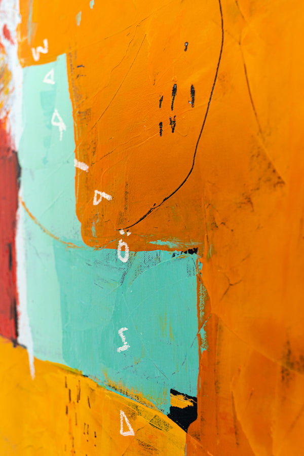 Modern Abstract Expressionist Original Painting, Contemporary Canvas Wall Art in Orange Color | Nabi (36"x36")