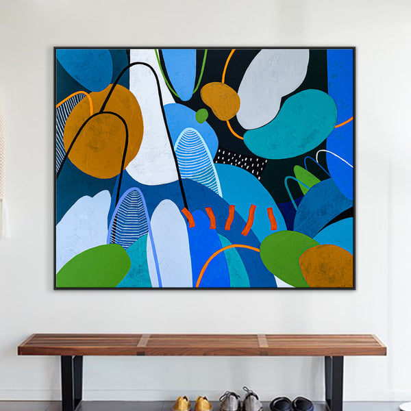 Extra Large Original Abstract Modern Painting Serene Night Forest Art for Living Room | Nachtwald (60"x48")