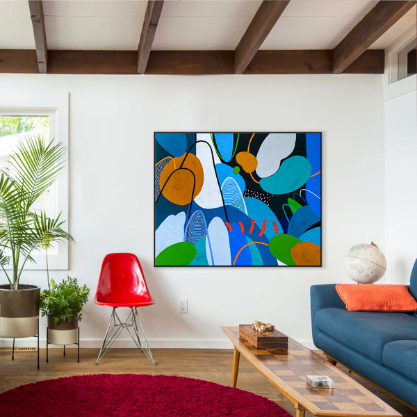 Extra Large Original Abstract Modern Painting Serene Night Forest Art for Living Room | Nachtwald (60"x48")