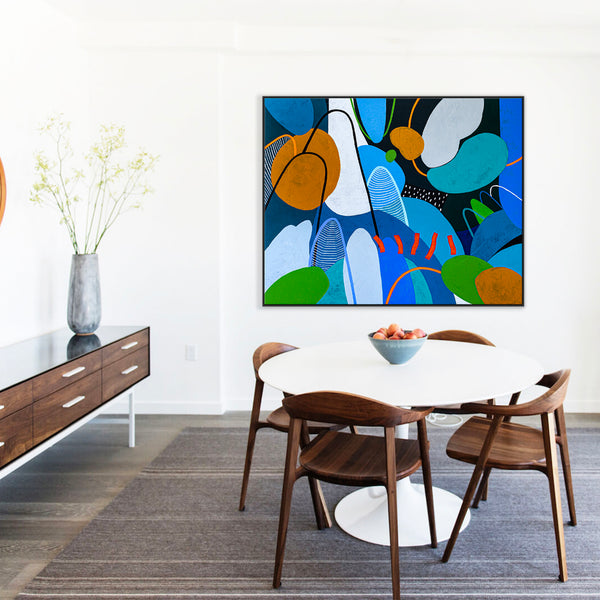 Extra Large Original Abstract Modern Painting Serene Night Forest Art for Living Room | Nachtwald (60"x48")