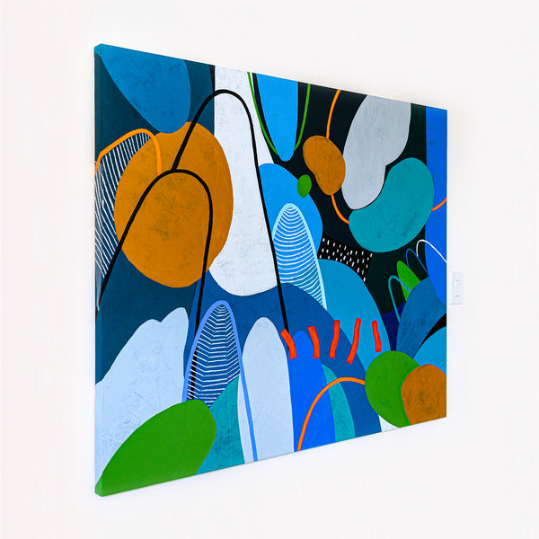 Extra Large Original Abstract Modern Painting Serene Night Forest Art for Living Room | Nachtwald (60"x48")