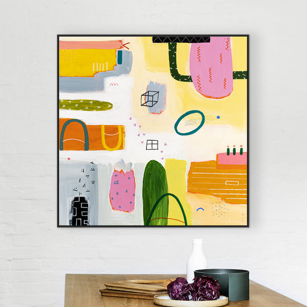 Colorful Original Acrylic Painting for Contemporary Spaces, Vivid Tale of Abstract Modern Art | Naui (40"x40")