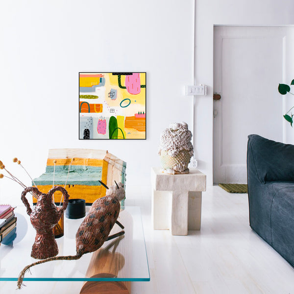 Colorful Original Acrylic Painting for Contemporary Spaces, Vivid Tale of Abstract Modern Art | Naui (40"x40")