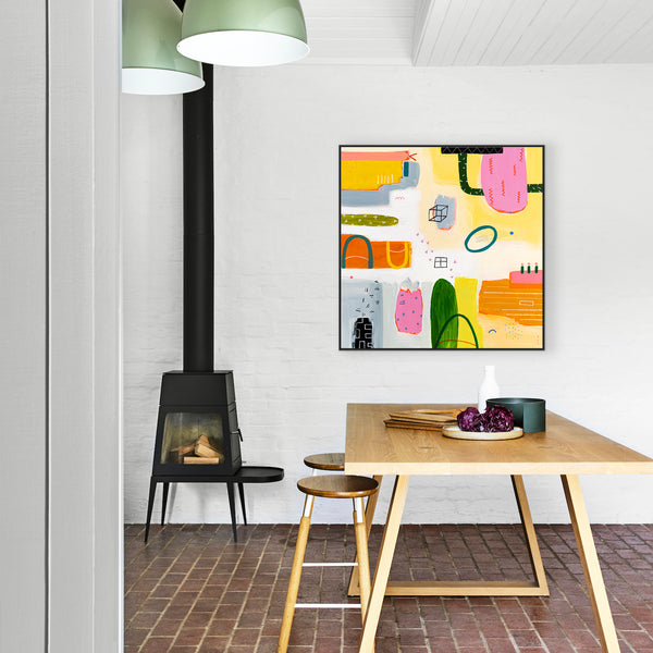Colorful Original Acrylic Painting for Contemporary Spaces, Vivid Tale of Abstract Modern Art | Naui (40"x40")