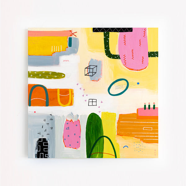 Colorful Original Acrylic Painting for Contemporary Spaces, Vivid Tale of Abstract Modern Art | Naui (40"x40")