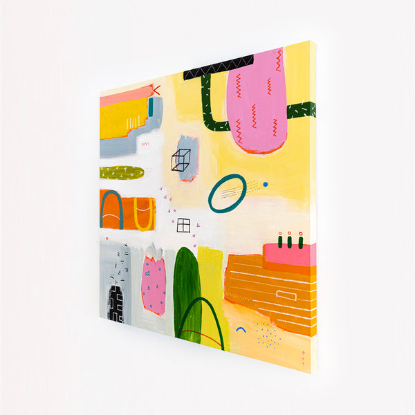 Colorful Original Acrylic Painting for Contemporary Spaces, Vivid Tale of Abstract Modern Art | Naui (40"x40")