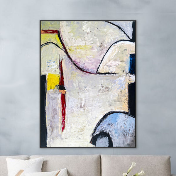 Playful Comfort through Abstract in Modern Original Acrylic Painting, Large Expressionism Canvas Wall Art | No 6