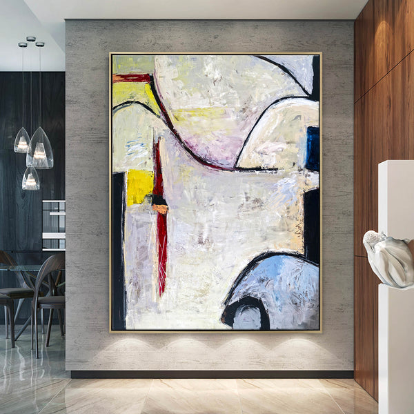 Playful Comfort through Abstract in Modern Original Acrylic Painting, Large Expressionism Canvas Wall Art | No 6
