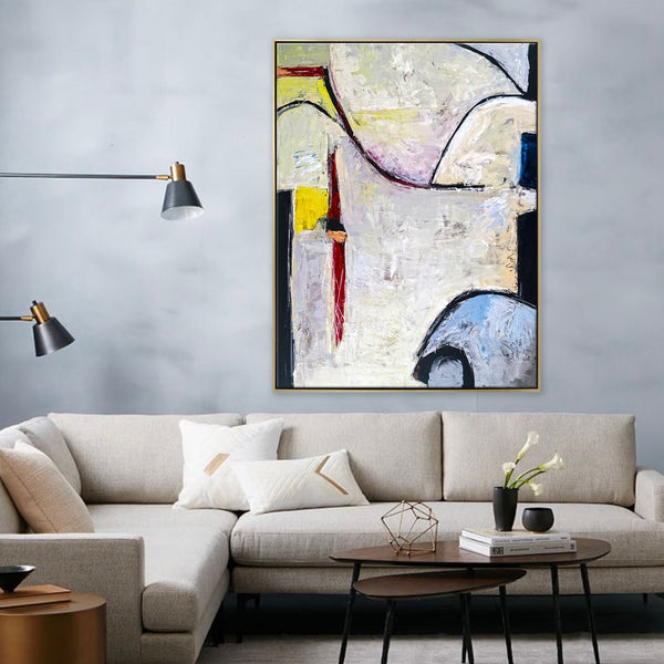 Playful Comfort through Abstract in Modern Original Acrylic Painting, Large Expressionism Canvas Wall Art | No 6