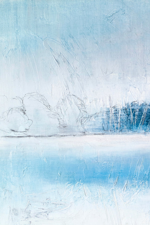 Landscape Modern Abstract Original Painting of the Deep Nordic Winter Tranquility, Canvas Wall Art | Norwegian wood