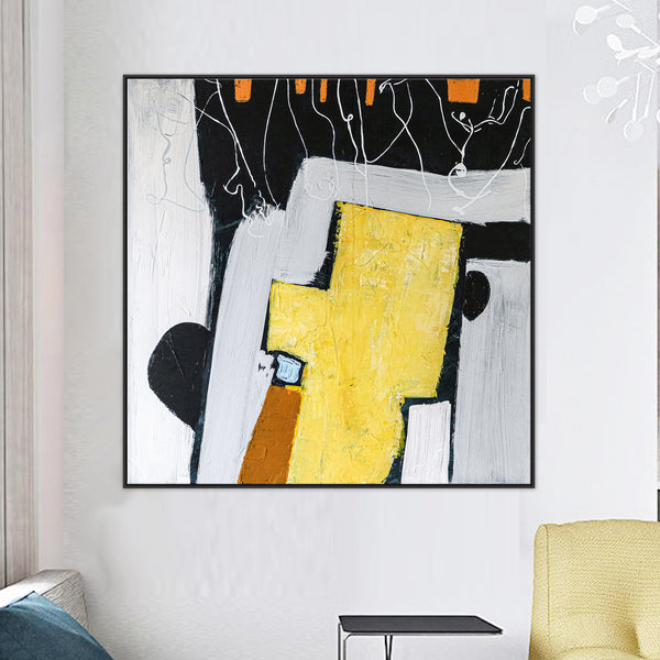 Playful Large Original Abstract Painting in Acrylic, Modern Canvas Wall Art of Childhood Memories | Nostalgia
