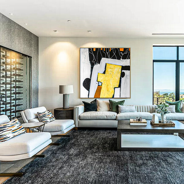 Playful Large Original Abstract Painting in Acrylic, Modern Canvas Wall Art of Childhood Memories | Nostalgia