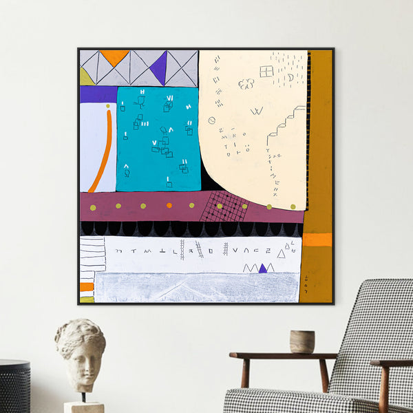 Geometric Original Abstract Painting in Acrylic, Large Contemporary Modern Canvas Wall Art | Not a math II