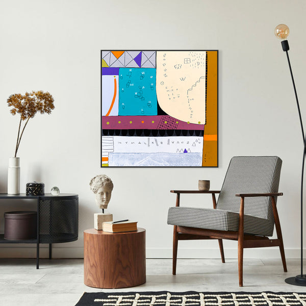 Geometric Original Abstract Painting in Acrylic, Large Contemporary Modern Canvas Wall Art | Not a math II