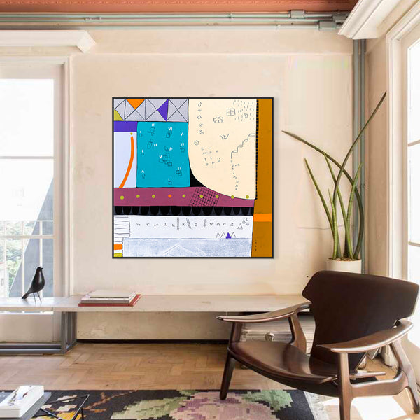 Geometric Original Abstract Painting in Acrylic, Large Contemporary Modern Canvas Wall Art | Not a math II