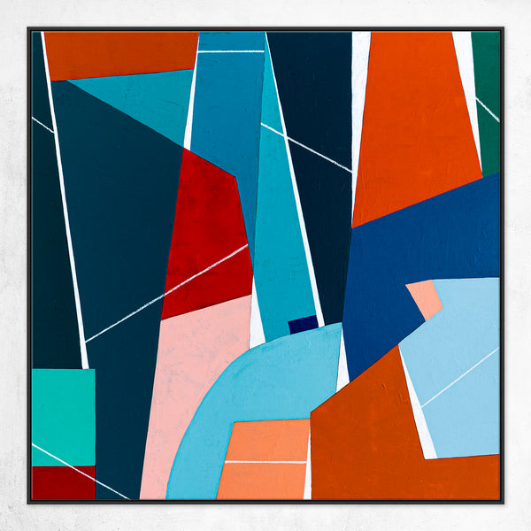 Geometric Large Original Abstract Colorful Painting in Acrylic, Acrylic Modern Contemporary Canvas Wall Art | OU