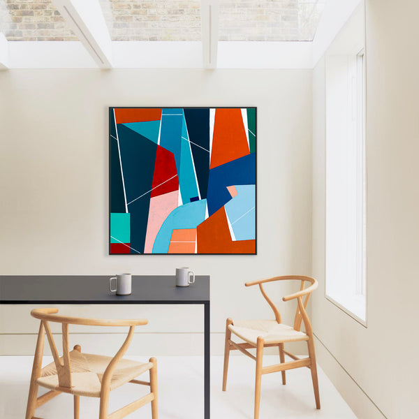 Geometric Large Original Abstract Colorful Painting in Acrylic, Acrylic Modern Contemporary Canvas Wall Art | OU