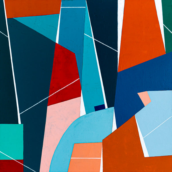 Geometric Large Original Abstract Colorful Painting in Acrylic, Acrylic Modern Contemporary Canvas Wall Art | OU