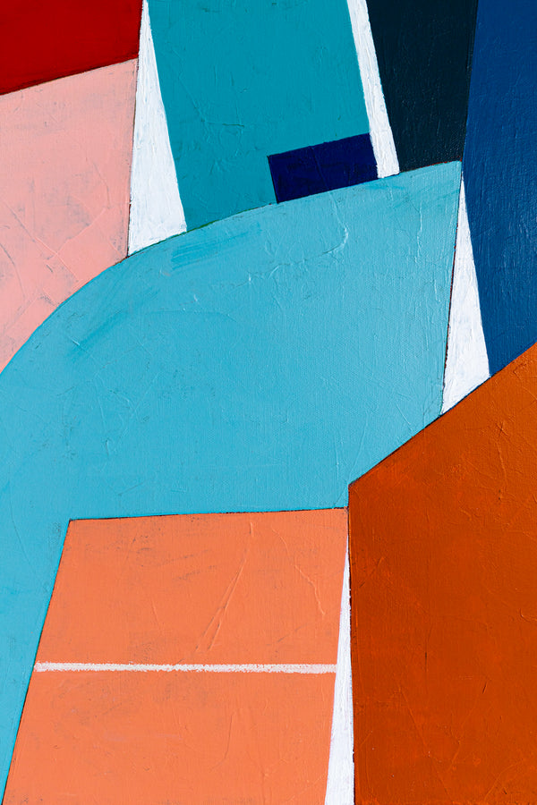 Geometric Large Original Abstract Colorful Painting in Acrylic, Acrylic Modern Contemporary Canvas Wall Art | OU
