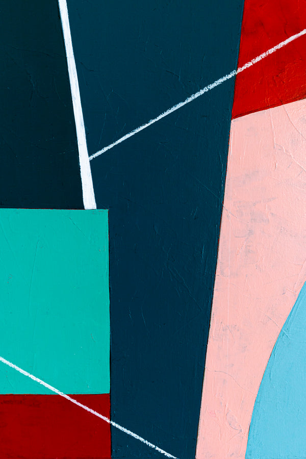 Geometric Large Original Abstract Colorful Painting in Acrylic, Acrylic Modern Contemporary Canvas Wall Art | OU
