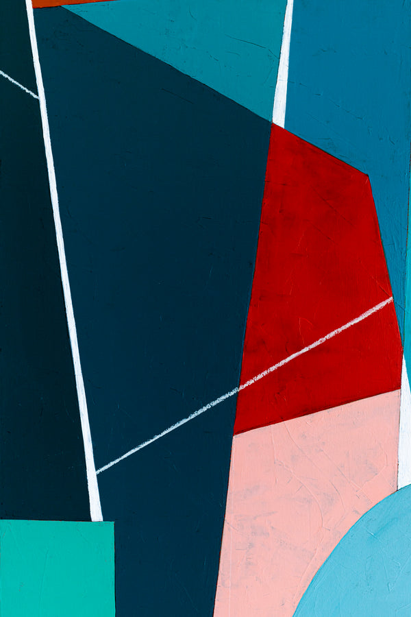 Geometric Large Original Abstract Colorful Painting in Acrylic, Acrylic Modern Contemporary Canvas Wall Art | OU