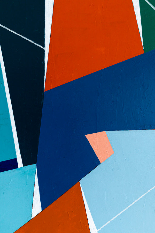 Geometric Large Original Abstract Colorful Painting in Acrylic, Acrylic Modern Contemporary Canvas Wall Art | OU
