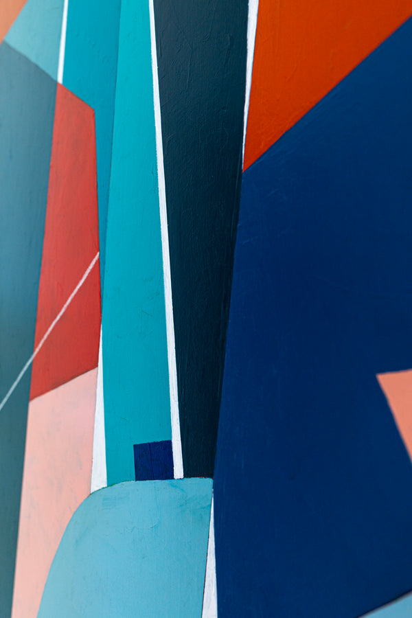 Geometric Large Original Abstract Colorful Painting in Acrylic, Acrylic Modern Contemporary Canvas Wall Art | OU