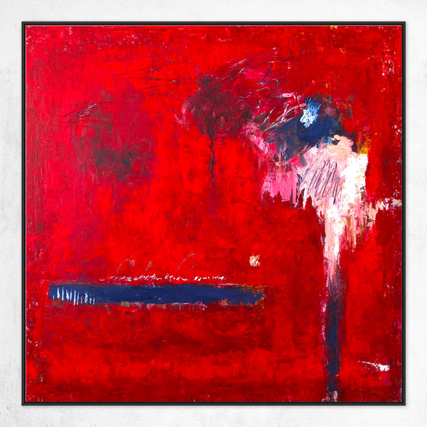 Fiery Red Modern Abstract Original Painting in Acrylic, Expressionist Large Canvas Wall Art | Of the passion